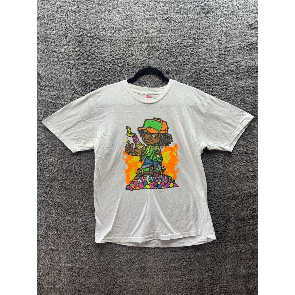 Supreme Pre-Shrunk Molotov Kid‎ Short Sleeve Graphic T Shirt White Mens Size M